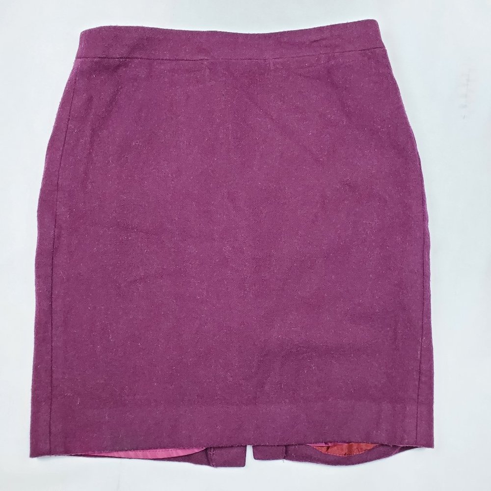 J. Crew The Pencil Skirt Lined Maroon Wool Skirt